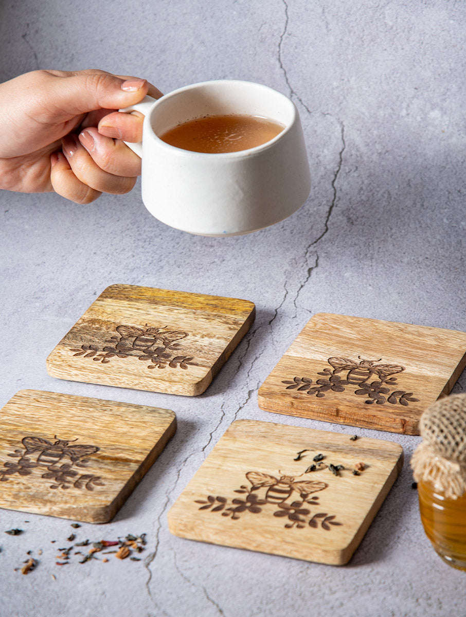 Honey Bee Wooden Coasters