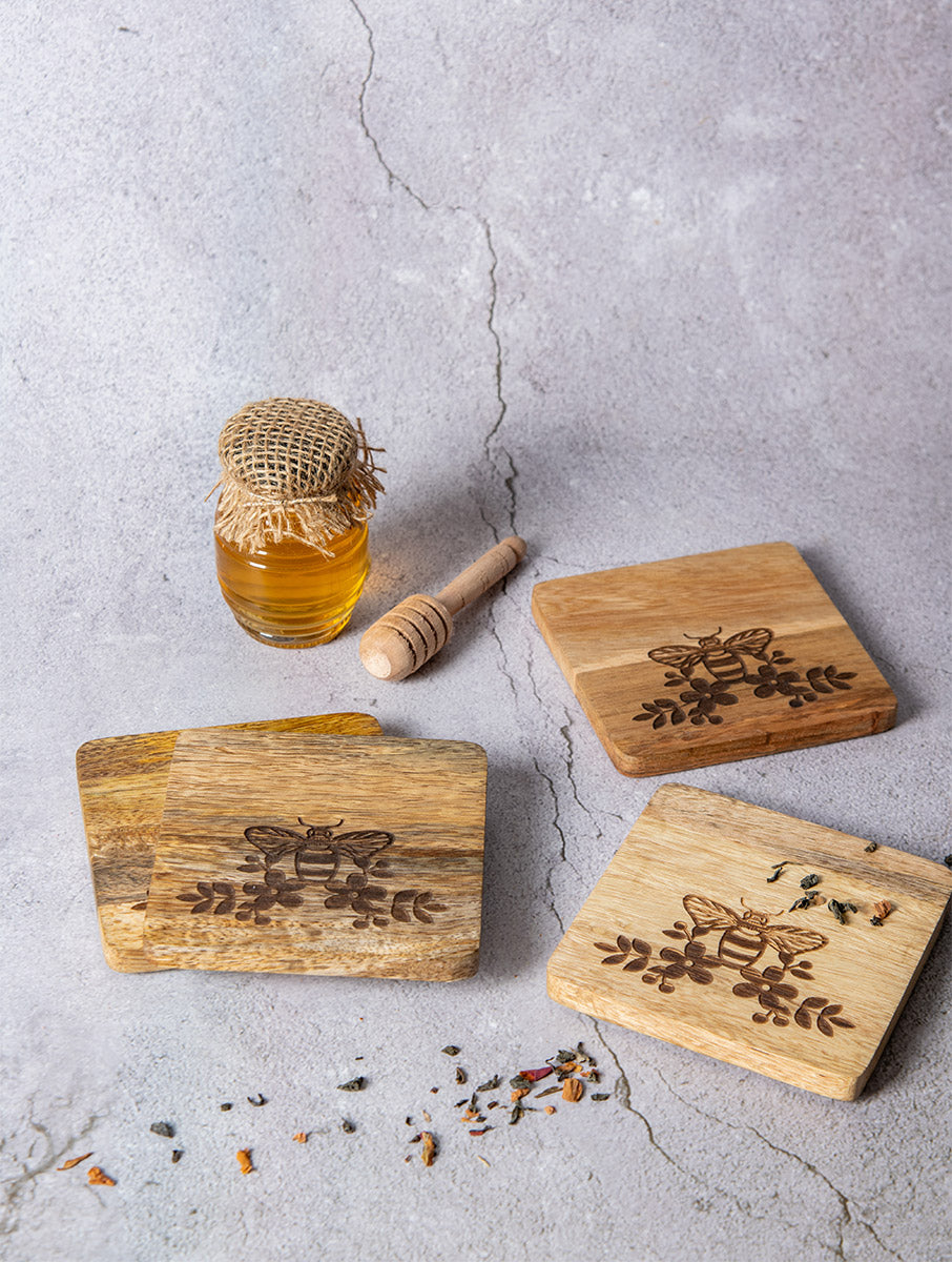 Honey Bee Wooden Coasters