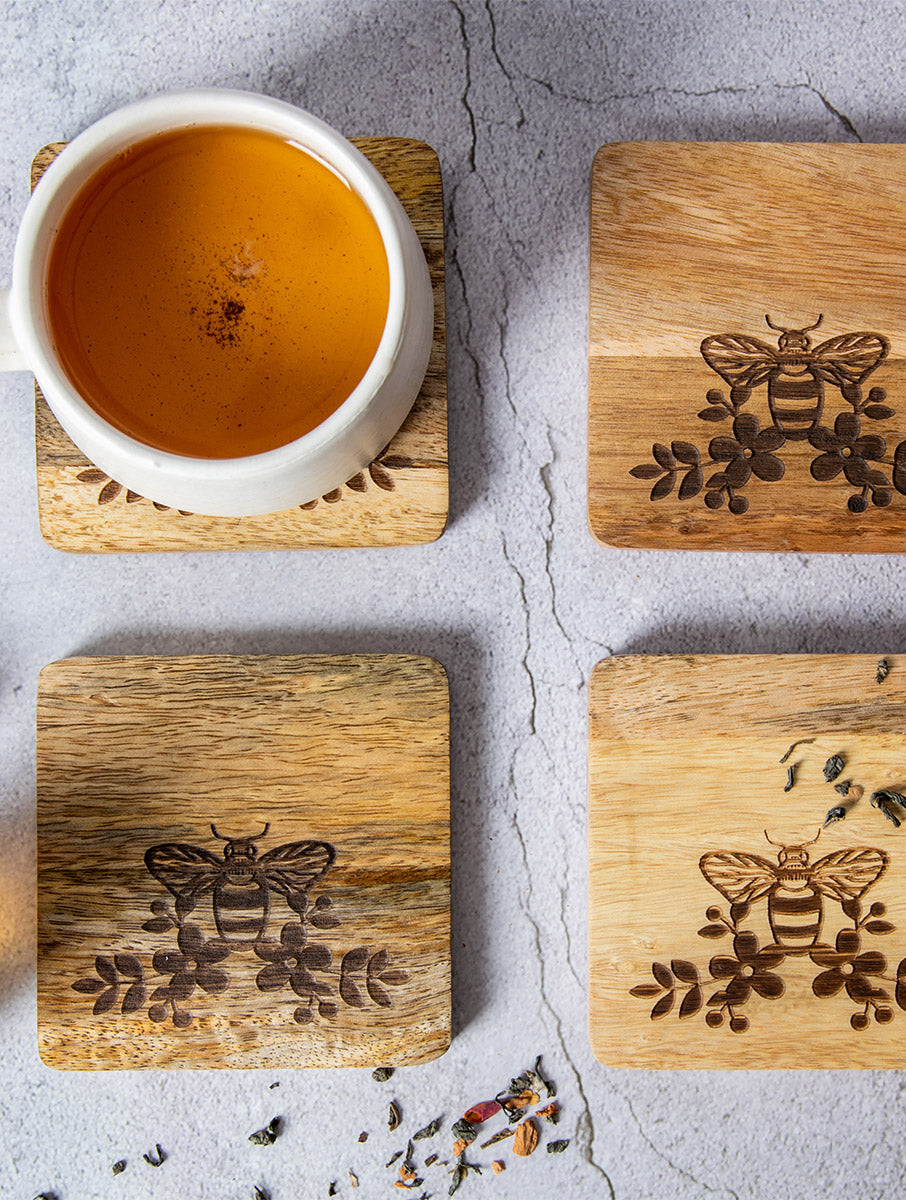 Honey Bee Wooden Coasters