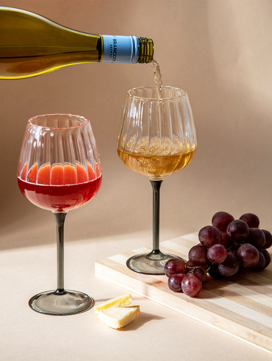 Ribbed Goblet Wine Glass - Smoke